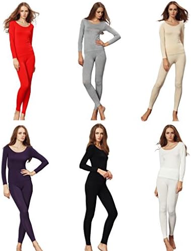 Liang Rou Women's Stretch Top & Bottom Thin Thermal Underwear Set