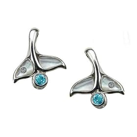 Click here to buy Artisitca Tails of the Sea Earrings in Platinum Glazed Silver and Topaz by East of Maui Hawaiian Store.