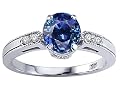 1.29 cttw Genuine Sapphire and Diamond Engagement Ring - 14kt White or Yellow Gold