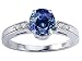 1.29 cttw Genuine Sapphire and Diamond Engagement Ring - 14kt White or Yellow Gold