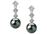 Rozene Black 8-9mm AAA Tahitian 18 Karat Gold Pearl Earring Set