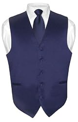 Men's NAVY BLUE Tie Dress Vest and NeckTie Set for Suit or Tuxedo
