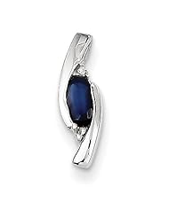 14k White Gold Diamond and Sapphire Pendant