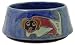 48 Oz. MARA COLLECTION Stoneware LARGE PUPPY DOG Pet FEEDING Or WATER Dish BOWL Abstract Dogs BLUE