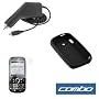 Black Durable Flexible Soft Silicone Skin Case + Rapid Car Charger + Clear Reusable LCD Screen Protector for Palm Treo Pro 850 Smartphone
