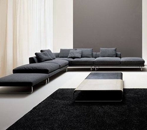 TOSH Furniture Modern Black Fabric Sectional