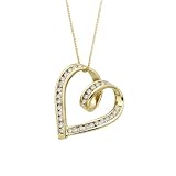 Gold Plated Sterling Silver 1/2 ct. Cubic Zirconia Heart Pendant with Chain