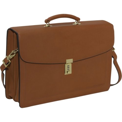 Jack Georges Belting Collection Double Gusset Flapover Briefcase w/Combination