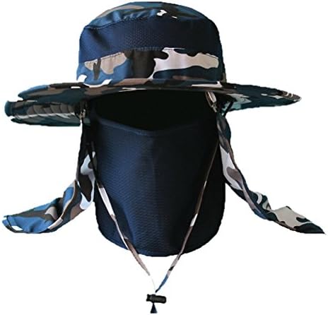 Vvip 07-281 Fashion Summer Outdoor Sun Protection Fishing Cap Neck Face Flap Hat Wide Brim (camouflage blue)