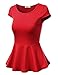 J.TOMSON Women's Short Sleeve And Sleeveless Fitted Peplum Top
