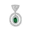 14K White Gold Emerald and Diamond Pendant