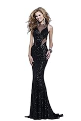 Sequined Jeweled Polyester Cocktail Prom Dress  with a Brush/Sweep Train 