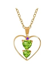 0.80 Ct Heart Shape Green Peridot 18K Yellow Gold Pendant