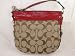 Coach Large Zoe Signature Shoulder Bag 12674 Khaki Red
