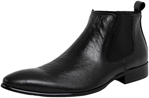 FARYM Men's Premium Leather Pull-On Business Wedding Chelsea Boots Black 43 EU