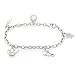 Sterling Silver Diamond Garden Charm Bracelet
