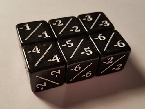 quEmpire6X Negative Dice Counters Black -1/-1 for Magic: The Gathering and Other Games / CCG MTG