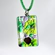 Handmade Murano Glass Pendant - Lisa Rectangle S Green/ Silver Style 1 Handmade Murano Glass Pendant - Lisa Rectangle S Green/ Silver Style 1