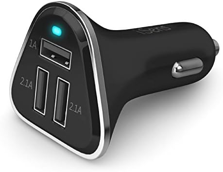 iSens(TM) Over-Current &amp; Over-Charge Protection Smart IC Power Management 3 Port 5V 5.2A USB Rapid USB Cell Phone Car Charger for Android Apple iPad/iPad mini iPhone 6, 6 Plus Samsung Galaxy S5 S4 Note 4 3 HTC Sony LG Headsets Cameras and All Other USB Powered 5V Input Digital Devices(Black)