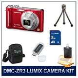 Panasonic LUMIX DMC-ZR3 ZR3R ZR3 Red Digital Camera w/8 GB Memory Card, Card Reader, Deluxe Carrying Case, Mini Tripod & 3pc. Lens Cleaning Kit