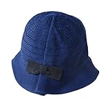 Ziweiba 女の子 日よけ帽 蝶結び付き 春夏 折り畳み ハット ビーチ帽子 編み物 ハット 幼児麦わら帽子 ( C だくブルー)