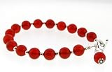 Carnelian and Sterling Silver Bracelet with Swarovski Crystal, 7