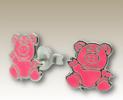 Children Silver Earrings, Pig Ear Studs , Kid's Earrings, Girl's Earring, Stering Silver, (E3672)