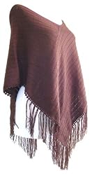 Handmade Poncho in Rich Chocolate (Hand-crocheted Border)