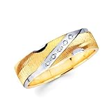 .05ct Diamond 14k Yellow n White Gold Mens Wedding Ring Band (H-I Color, I1 Clarity)