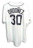Magglio Ordonez Autographed/Hand Signed Detroit Tigers White Majestic Baseball Jersey