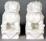 Classic Chinese New Year Buddhist Art Corporate Gift Idea - 6" Yin & Yang Carved Marble Fu Foo Dog Statues Classic Chinese New Year Buddhist Art Corporate Gift Idea - 6" Yin & Yang Carved Marble Fu Foo Dog Statues