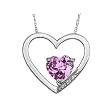 Created Pink Sapphire Heart Pendant With Diamonds 1/2 Carat