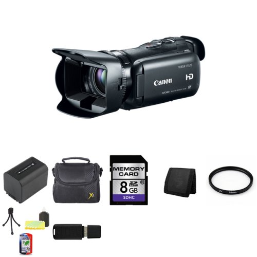 Canon 32GB VIXIA HF G20 Full HD Camcorder HFG20 8063B002 + 58mm UV Filter + Extra BP-819 Battery + 8GB SDHC Class 10 Memory Card + Carrying Case + Memory Wallet + Table Top Tripod, Lens Cleaning Kit, LCD Protector + USB SDHC Reader
