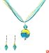 Necklace - N130 - Lampwork and Murano Style Glass Beads + Matching Earrings hung on 5 Strand Organza and Cotton Cord + 2