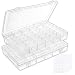 2 Pack Clear Bead Organizer Tackle Box with Adjustable Dividers for Jewelry Art Craft Containers 36 Grids Compartment with 5 Sheets Label Stickers
