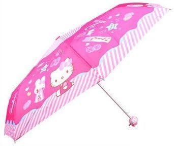 Hetty's Cute Kt Open Close Folding Light Portable Travel Umbrella Sun Shade Windproof Hello Kitty for Kids, Girls and Women (stripe) by Hetty