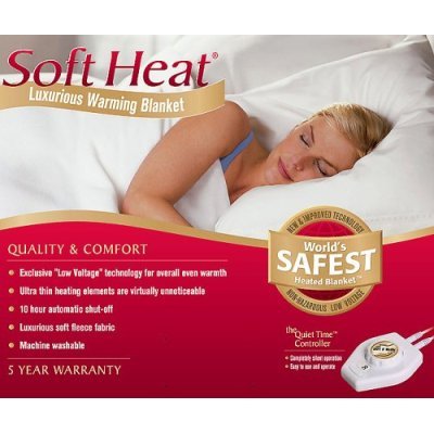 Soft Heat Electric Warming Heated Blanket by Perfect Fit Industries - King Size, Linen with Dual Controllers. The World
