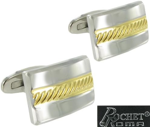 Rochet Roma Stainless Gold Cable Detail Cufflinks