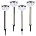 Oxid7 - 4er Set Solar Gartenlampe, Gartenleuchte, Solarlampe, Solarleuchte, Aussenleuchte 50cm aus Edelstahl mit Erdspieß - 4 Stück -