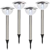 Oxid7 - 4er Set Solar Gartenlampe, Gartenleuchte, Solarlampe, Solarleuchte, Aussenleuchte 50cm aus Edelstahl mit Erdspieß - 4 Stück -