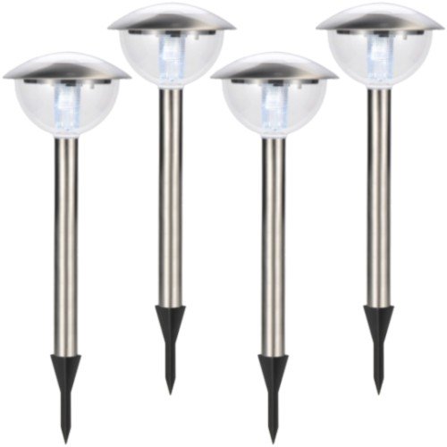 Produkt-Bild: Oxid7 - 4er Set Solar Gartenlampe, Gartenleuchte, Solarlampe, Solarleuchte, Aussenleuchte 50cm aus Edelstahl mit Erdspie&szlig; - 4 St&uuml;ck -
