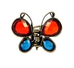 Hair Clip - H100 - Small Butterfly ~ Blue and Red