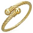 Stainless Steel Twisted Gold Plated Cable Cuff Bangle Bracelet