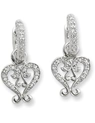 Sentimental Expressions(tm) Sterling Silver CZ Heart Charm Earrings