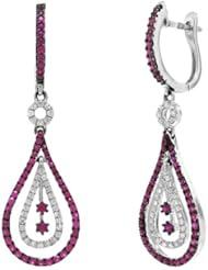 1.30ct 14k White Gold Diamond and Heat Treated Ruby Earrings