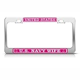U.S. Navy Wife Pink Metal Military license plate frame Tag Holder