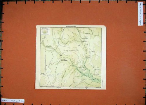 1899 COLOUR MAP ROME ETRUSCAN VEII PIAZZA D'ARMI VALLE