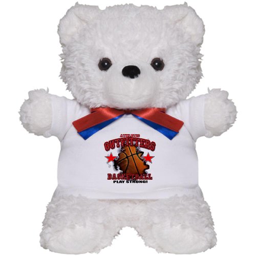 Teddy Bear White Athletic Outfitters Basketball Play Strong