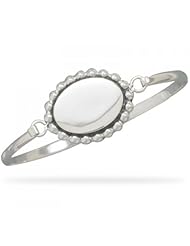 MMA Silver - Bangle with Oval Tag Bead Edge