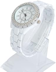 Luxury White Watches For Women Crystal Round Dial Wrist Watch